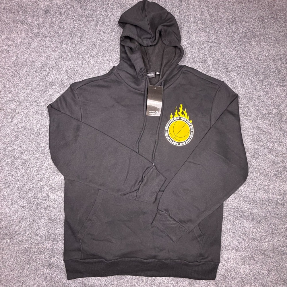 Chemistry Mens Black Basketball Skeleton Graphic Hoodie Sweatshirt Large NWT